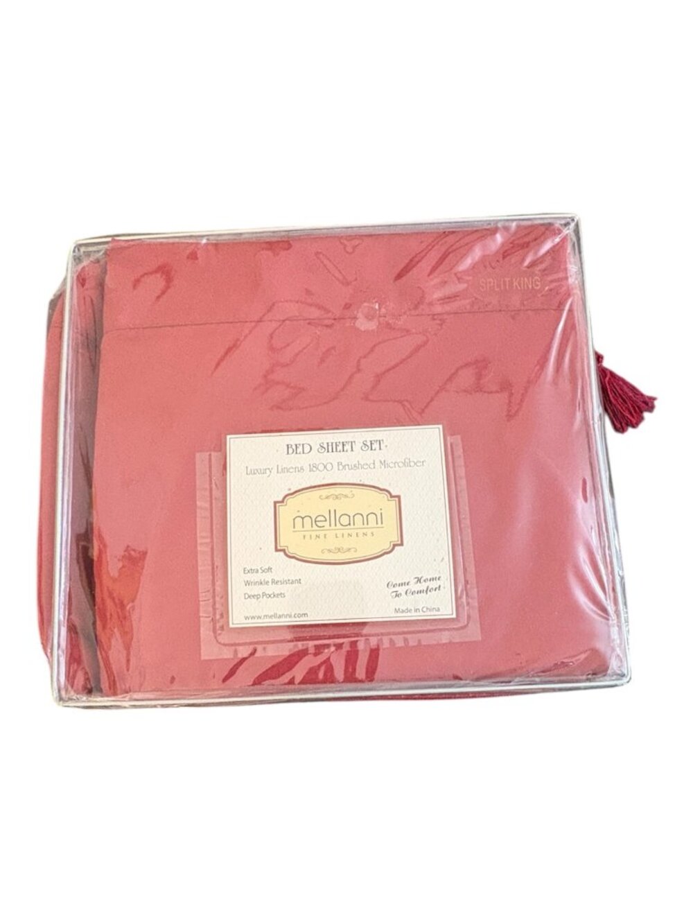 Mellanni Fine Linens Sheet Set Red Microfiber Size Split King BRAND NEW